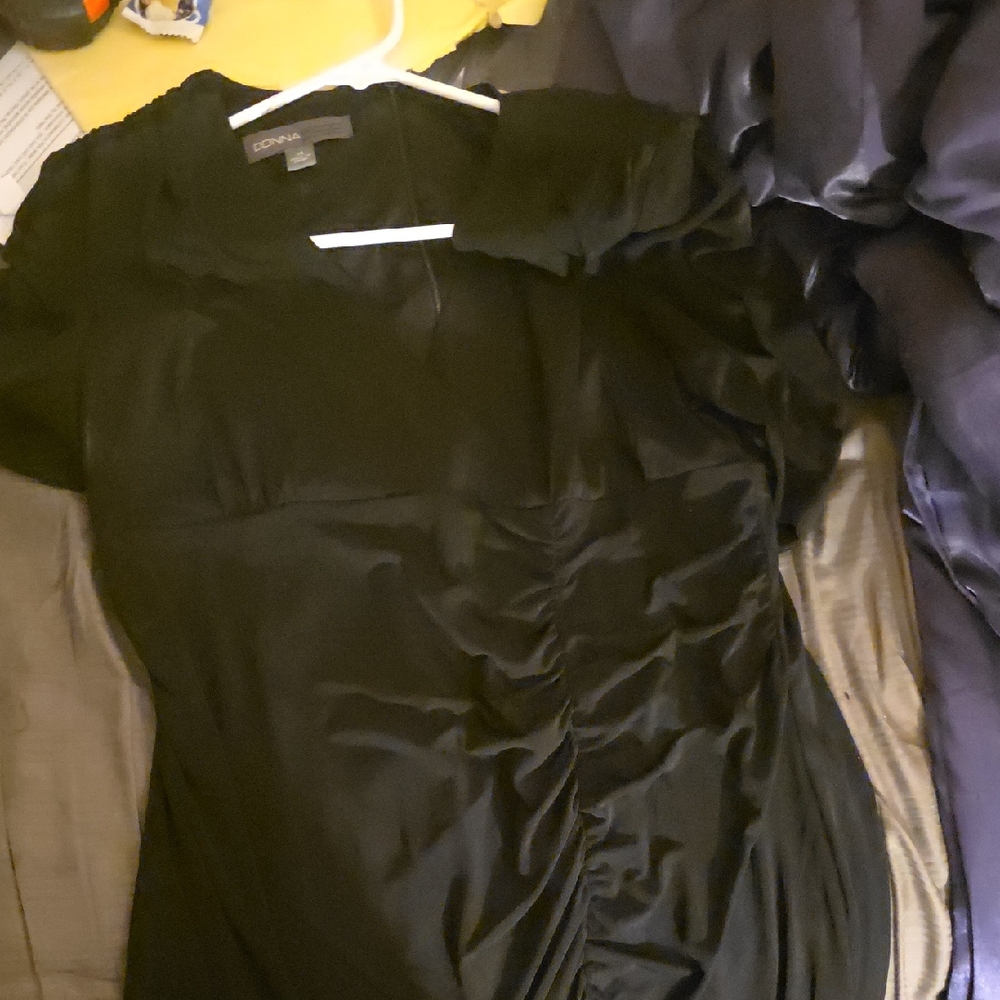 Donna Ricco Black Gathered Dress